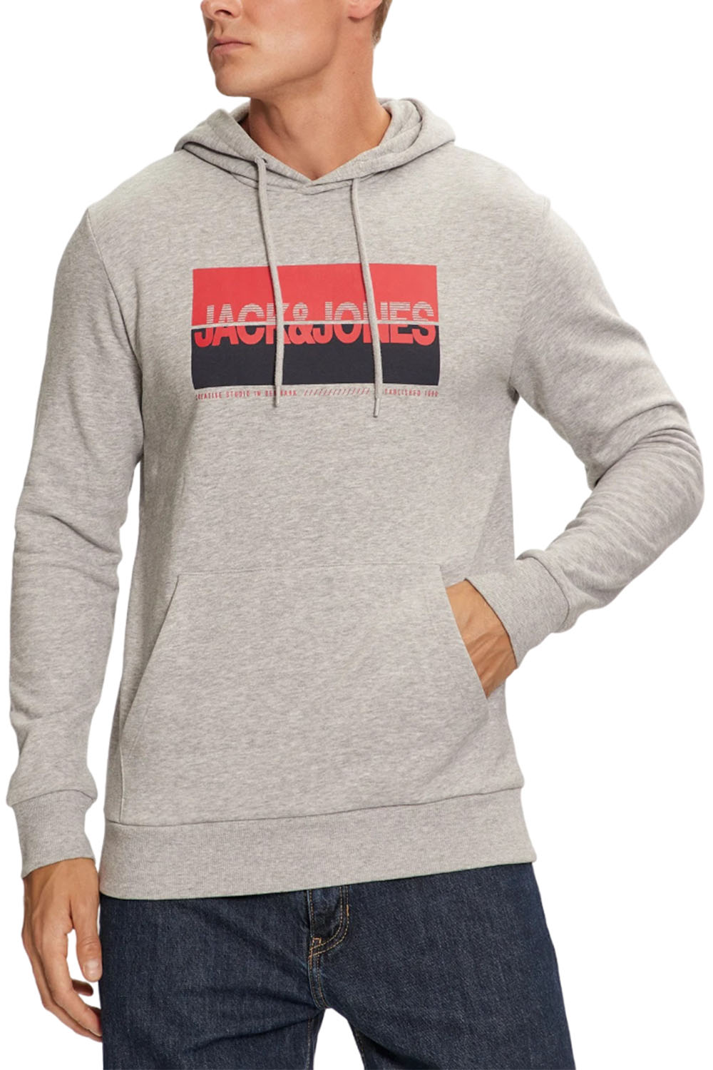 Ανδρικό Φούτερ Jack & Jones 12256849-Light Grey Melange ΓΚΡΙ ΑΝΟΙΧΤΟ