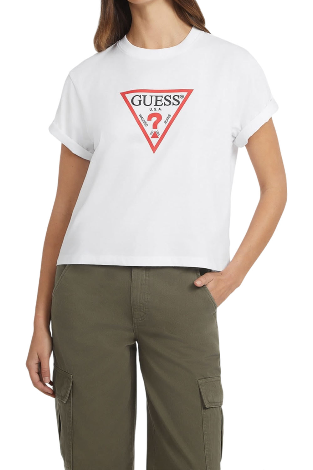 Γυναικεία Μπλούζα GUESS JEANS W4YI73K8HM0-G011 Ασπρο